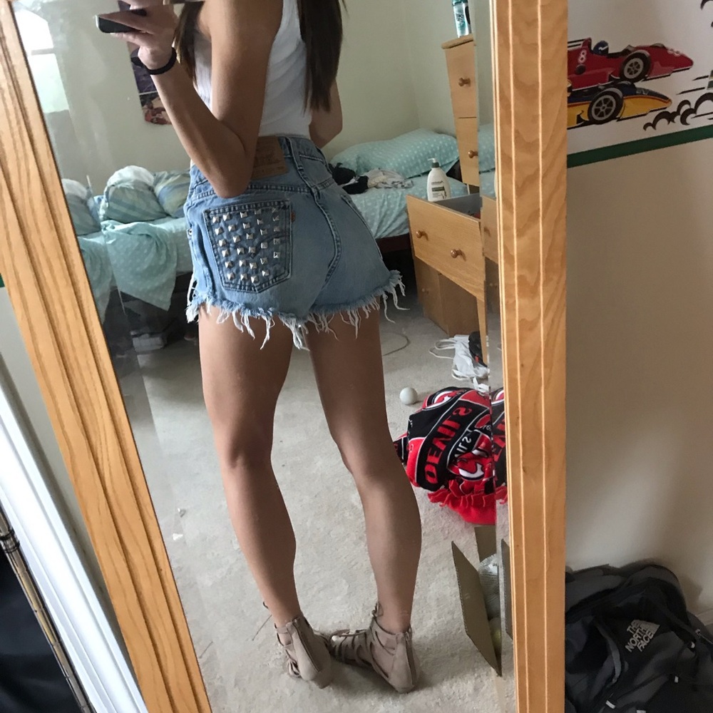 Levi’s studded denim shorts